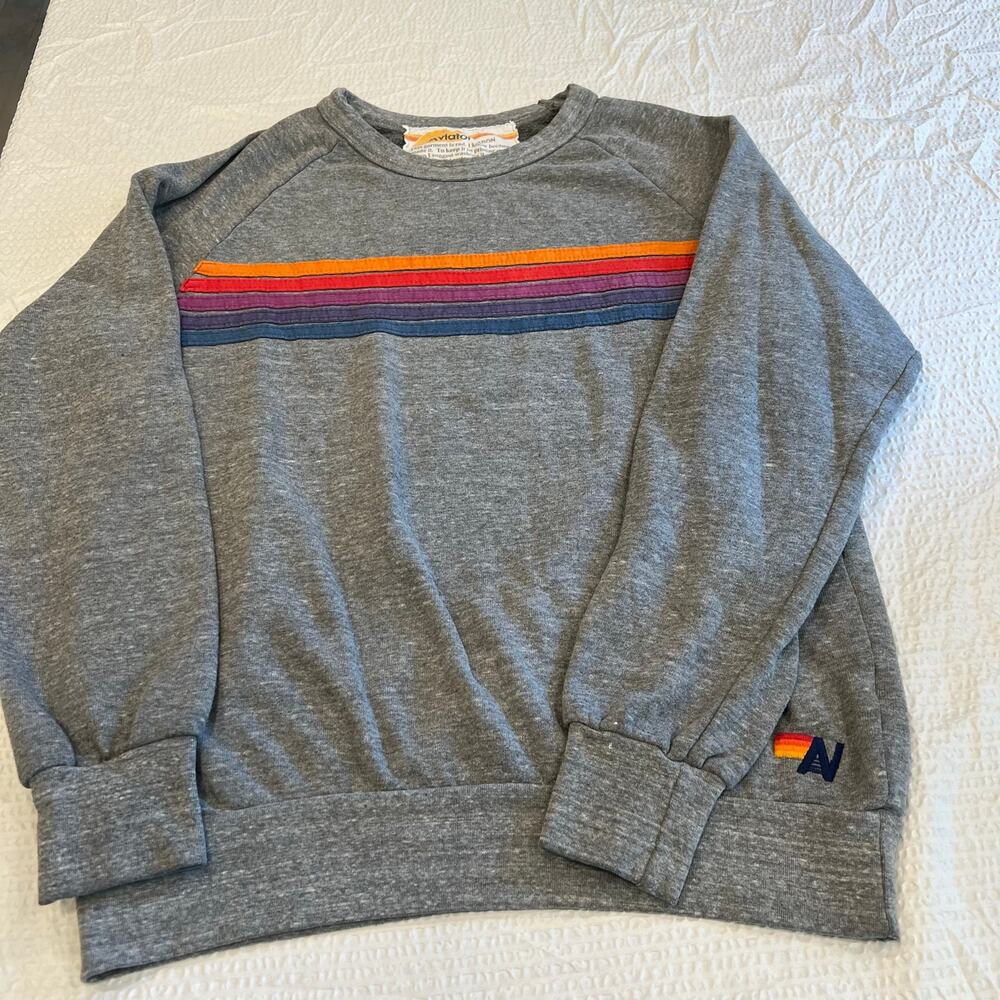 Aviator nation gray pullover sweater women S